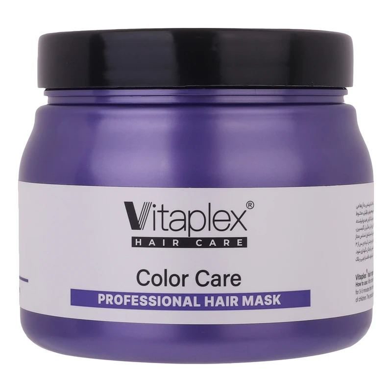 ماسک موی تثبیتکننده رنگ و تقویتکننده ویتاپلکس مدل Color Care حجم 500 میلیلیتر بدون سولفات، حاوی هیالورونیک اسید، کراتین و روغن نارگیل، مغذی و تسکیندهنده مناسب موهای رنگ شده، استفاده داخل حمام