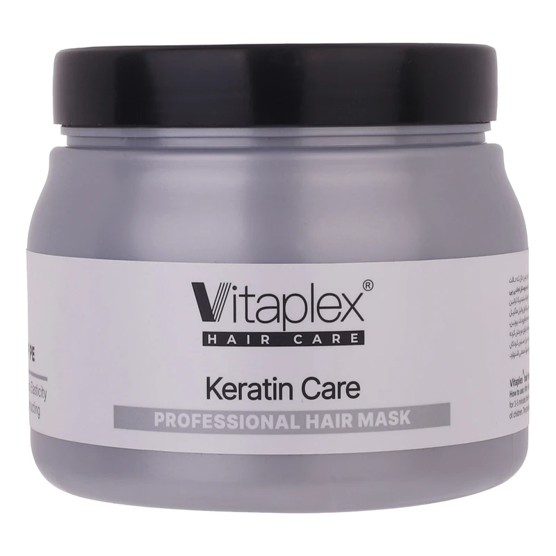 ماسک موی تقویتکننده و ترمیمکننده ویتاپلکس مدل Keratin Care حجم 500ml مناسب موهای کراتین شده با ترکیبات بدون سولفات، کراتین و بیوتین، تغذیهکننده و تسکیندهنده، استفاده داخل حمام